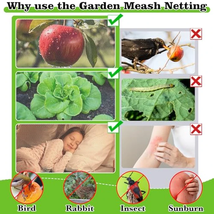 39 x 10 Ft Mosquito Netting for Garden Patio, Breathable Mesh Net for Bird and Insect Protection, Plant Cover for Vegetables, Fruits and Flowers, 3x12m Gray by RGQSUN - Image 5