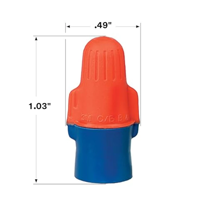 3M Performance Plus Wire Connector, O/B+JUG, Orange/Blue, Flexible Steel Spring Connectors, Twist On, CSA Certified, UL Listed, Jug of 500, 22-12 AWG by 3M - Image 3