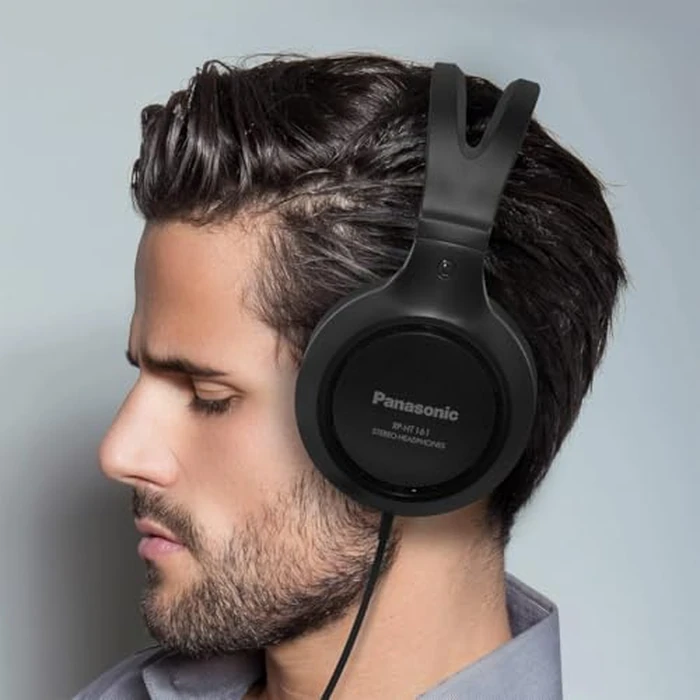 Panasonic Full-Size Over-Ear Wired Long-Cord Headphones - 4.1x 7.2X 7.6, Black (RP-HT161-K) by Panasonic - Image 6