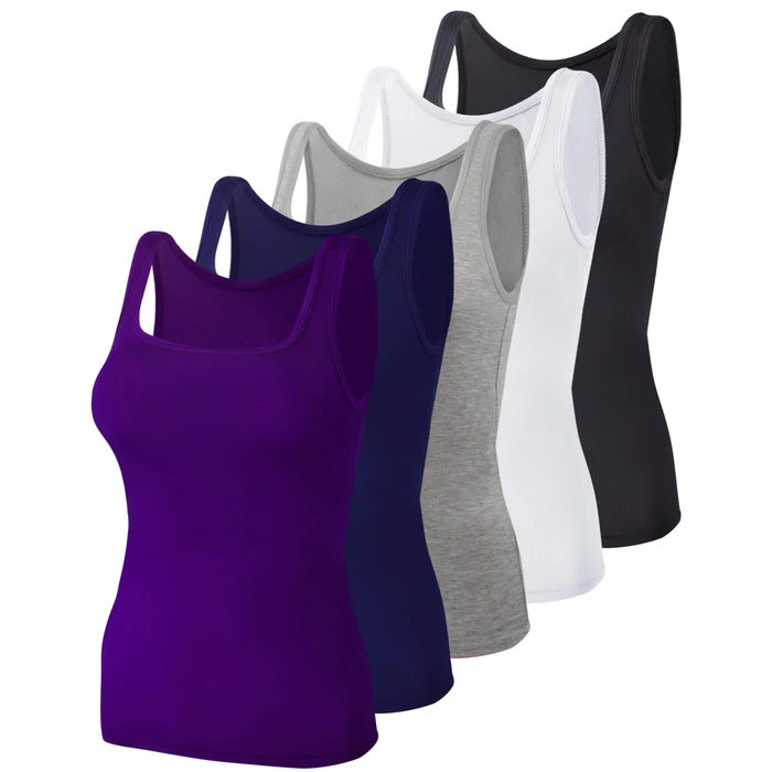 BQTQ 5 Pack Tank Tops for Women Square Neck Tank Top Shirts Sleeveless Ladies Tank Tops Bulk Womens Tank Top Undershirt, L by BQTQ - Used - Like New condition - US$18.40