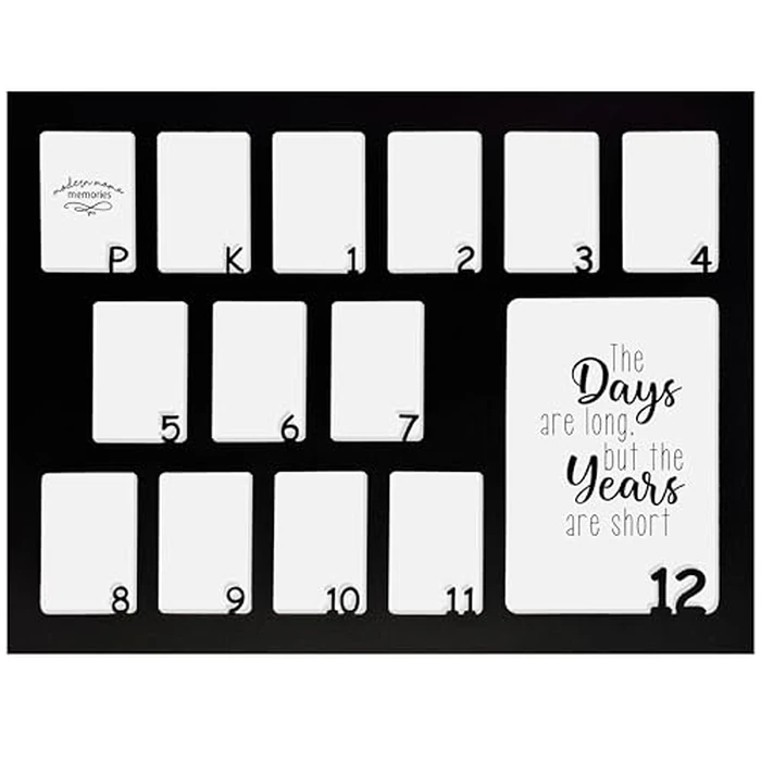 Modern Mama Memories 12x16 Pre-K-12 School Photo Mat - No Frame - Fits Any 12x16 Picture Frame - Holds (1) 5x7 & (13) 2x3 Wallet Size Photos (1, Black Mat, No Frame) by Modern Mama Memories - Used - Very Good condition - US$18.04