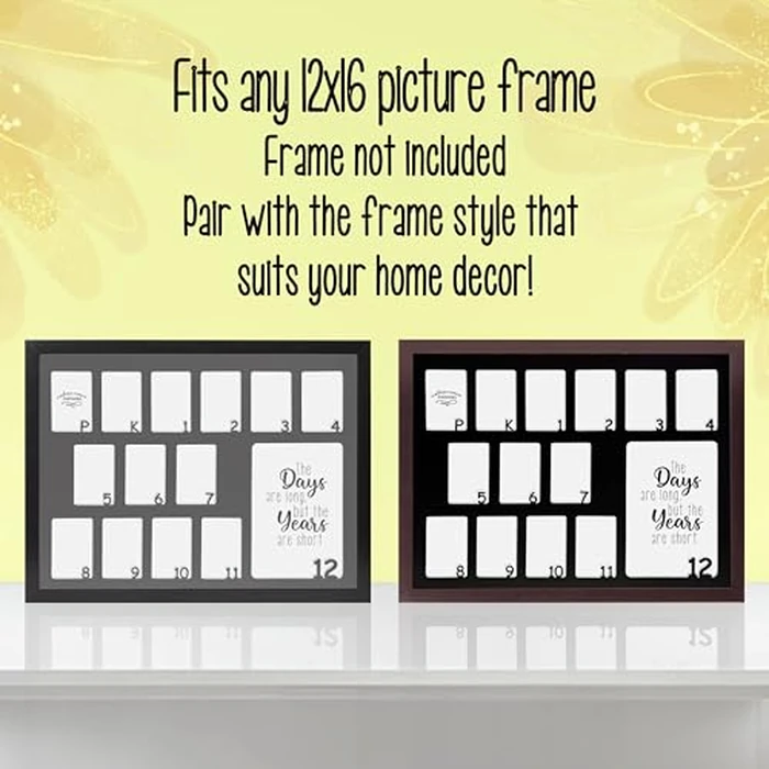 Modern Mama Memories 12x16 Pre-K-12 School Photo Mat - No Frame - Fits Any 12x16 Picture Frame - Holds (1) 5x7 & (13) 2x3 Wallet Size Photos (1, Black Mat, No Frame) by Modern Mama Memories - Image 4