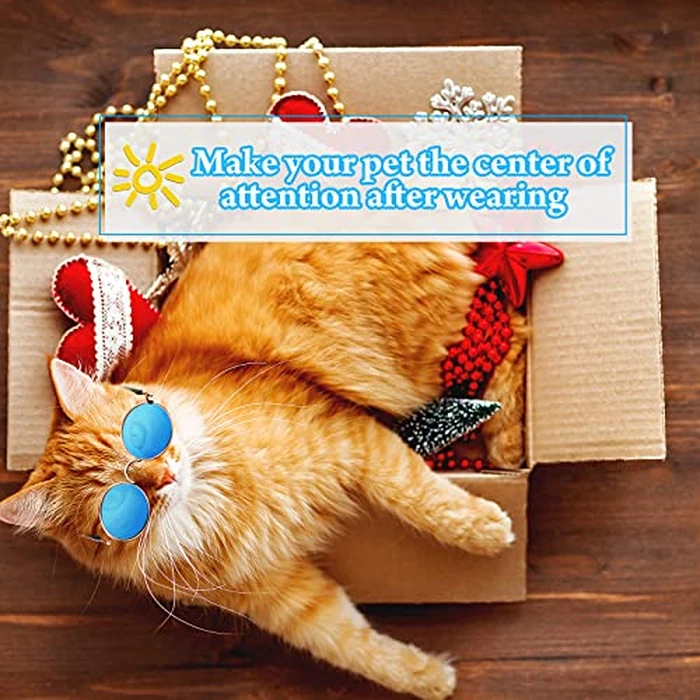 Weewooday 15 Pieces Dog Sunglasses Cat Sunglasses Retro Small Pet Round Metal Glasses Puppy Funny Cosplay Glasses Doll Photo Props Eyewear Costume for Small Medium Dogs by Weewooday - Image 3