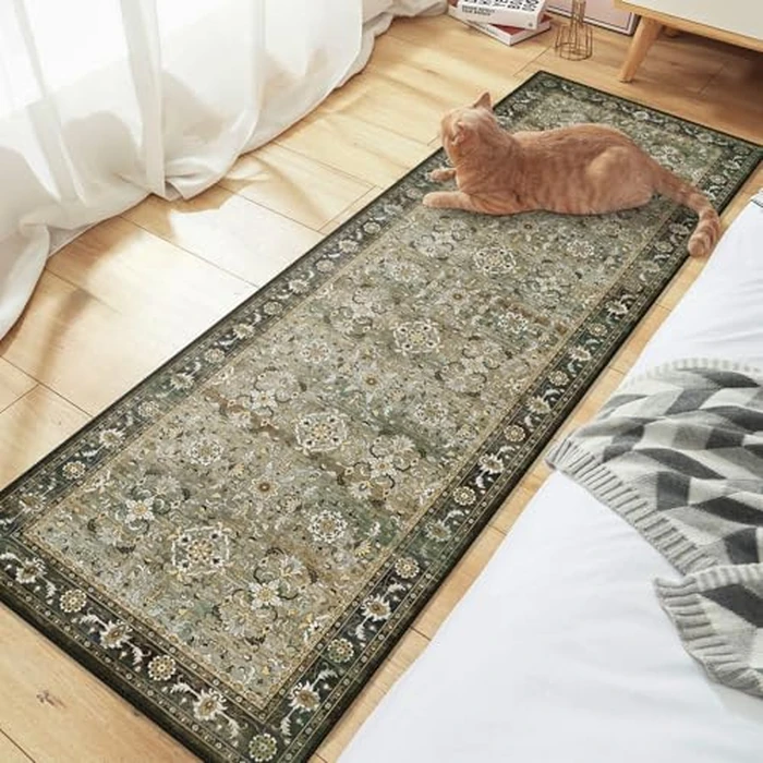 Findosom 2x8 Runner Rug, Washable Runner Rug Non Slip with Rubber Backing, Low Pile Soft Boho Runners for Hallways, Kitchen, Laundry, Bedroom, Entrance and Home Decor, Green by Findosom - Image 4