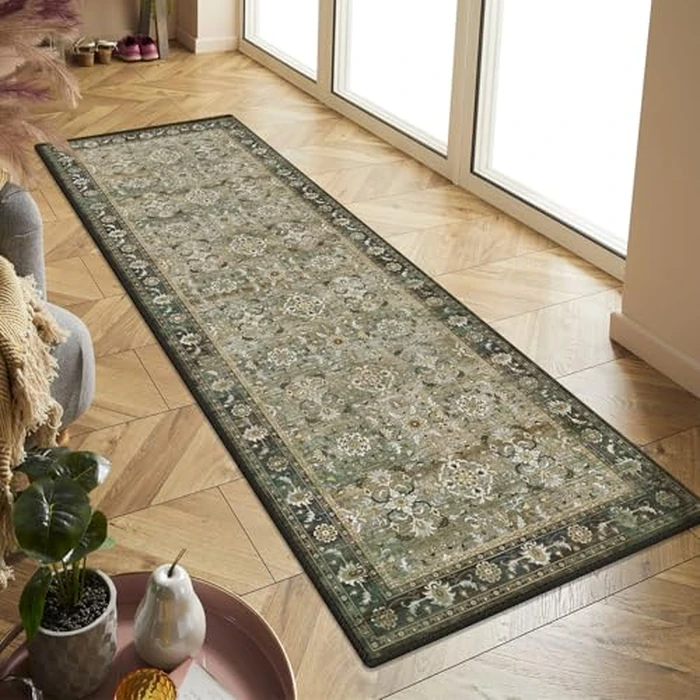 Findosom 2x8 Runner Rug, Washable Runner Rug Non Slip with Rubber Backing, Low Pile Soft Boho Runners for Hallways, Kitchen, Laundry, Bedroom, Entrance and Home Decor, Green by Findosom - Image 8