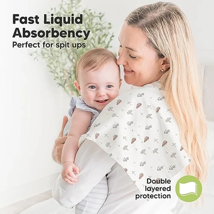 Organic Burp Cloths Baby Boy, Girl - 6-Pack Large 100% Cotton Burping Cloths for Babies, Spit Up Rags, Super Absorbent, Ultra Soft Newborn Rag, Gender Neutral, Machine Washable, Durable (Wilderness) by KeaBabies - Image 2