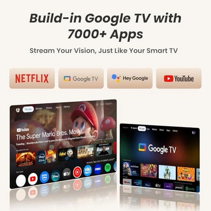 [Sound by JBL & Built-in Google TV] Yaber T2 Plus2026 Outdoor Projector with Built-in Battery - Smart Projector with WiFi 6 and Bluetooth, Native 1080P Movie Portable Projector for Indoor and Outdoor by Yaber PROJECTOR - Image 2