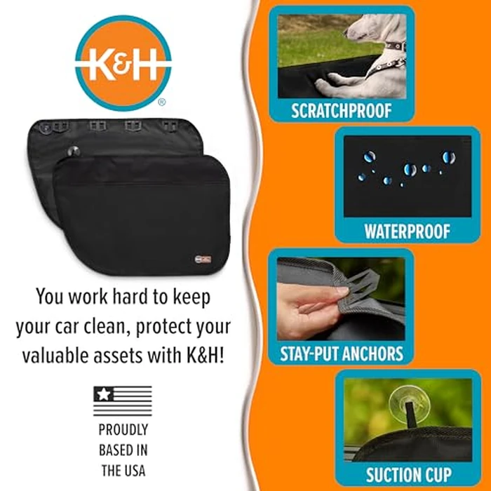 K&H Pet Products Car Door Protector for Dogs, 2 Pack Waterproof Interior Pet Car Door Protector from Dog Scratching, Stay Put Cover Design, Fits Most Vehicles, Washable - 27 x 19in Black by K&H Pet Products - Image 3