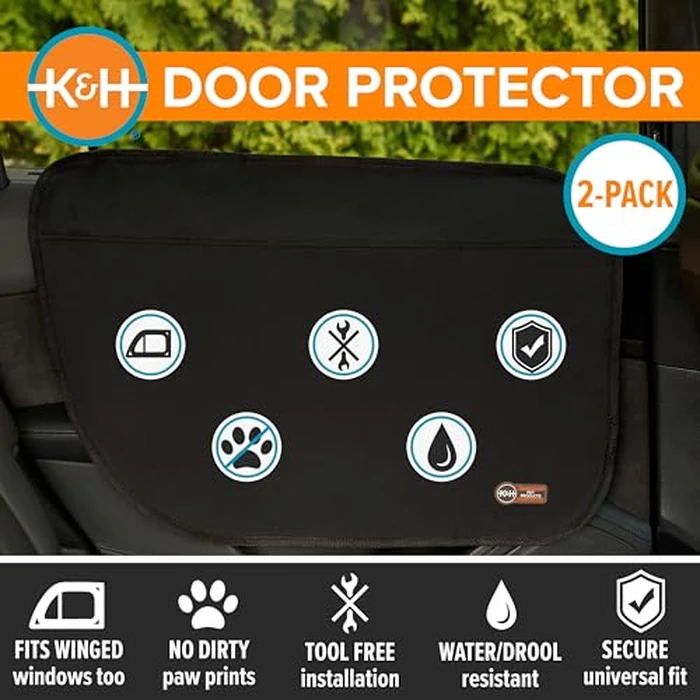 K&H Pet Products Car Door Protector for Dogs, 2 Pack Waterproof Interior Pet Car Door Protector from Dog Scratching, Stay Put Cover Design, Fits Most Vehicles, Washable - 27 x 19in Black by K&H Pet Products - Image 7
