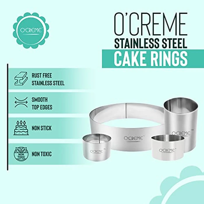 O'Creme Cake Ring Sturdy Stainless Steel Round Mousse Cake Ring Mold for Baking, Dessert Cake Decorating Pastry Rings 10 Inch Diameter x 4 Inch High by O'CREME - Image 4