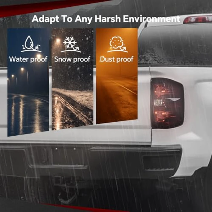 Tail Light Lamp Compatible With Chevy Silverado 1500 2500 HD/GMC Sierra 3500 HD 2016-2019 Smoke Lens w/o Wire Harness Rear Assembly Pilotos Traseros Conjunto by CHEDA - Image 5