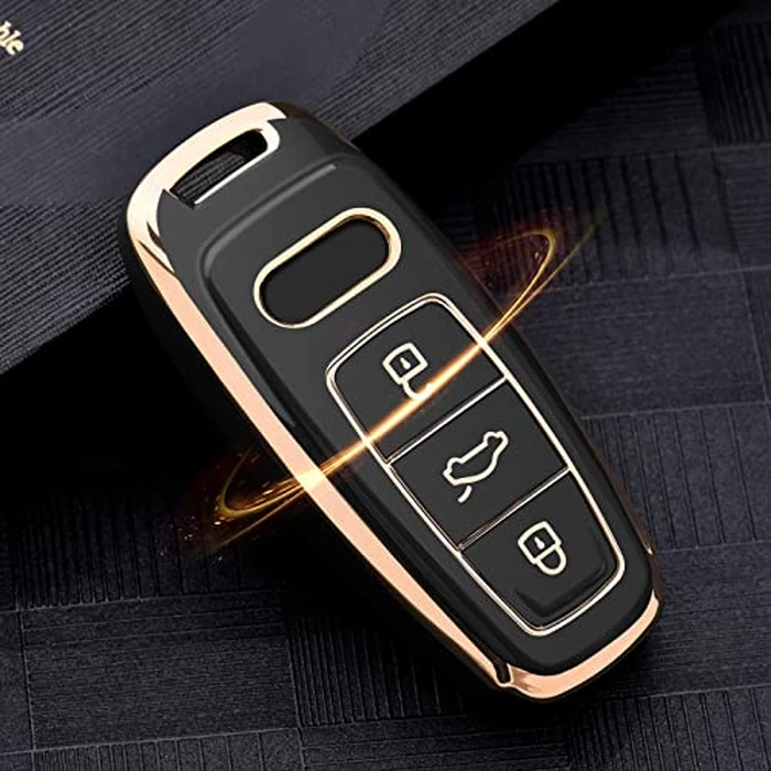 ELOHEI for Audi Key Fob Cover, Special Soft TPU Key Case Cover Protector Compatible with Audi A6L A6 A7 A8 Q7 Q8 E-Tron 2018-2022 A3 S3 S6 SQ7 RS6 S7 RS7 Smart Key (Gold Edge Black) by ELOHEI - Image 5