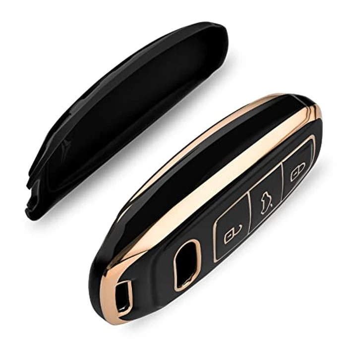 ELOHEI for Audi Key Fob Cover, Special Soft TPU Key Case Cover Protector Compatible with Audi A6L A6 A7 A8 Q7 Q8 E-Tron 2018-2022 A3 S3 S6 SQ7 RS6 S7 RS7 Smart Key (Gold Edge Black) by ELOHEI - Image 7