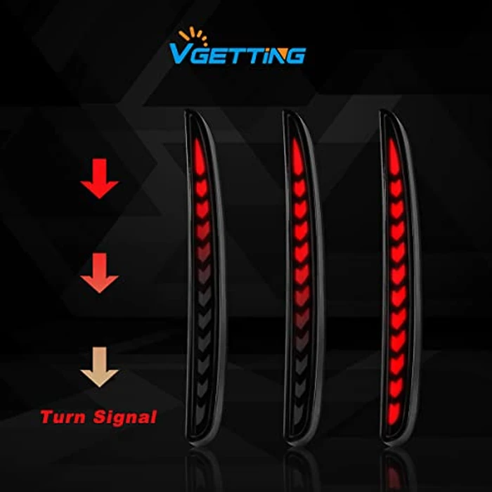 VGETTING Smoked Lens LED Reflector Lights for Honda Civic Hatchback, Type-R, SI 2017 2018 2019 2020 2021 Rear Bumper Tail Light with Sequential Turn Signal, Brake Function (Arrow Smoked) by VGETTING - Image 5