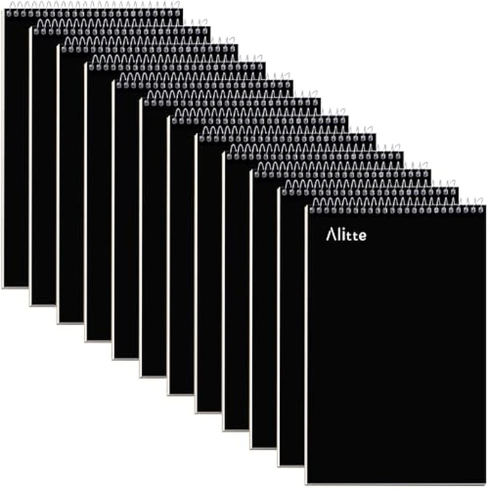 Alitte Steno Pads Spiral 6x9-12 Pack - Gregg Ruled, Perfect for Work, School, and Home Use, Easy Tear-Off Pages, White Paper - No Ink Bleeds - 80 Sheets by Alitte - Image 1