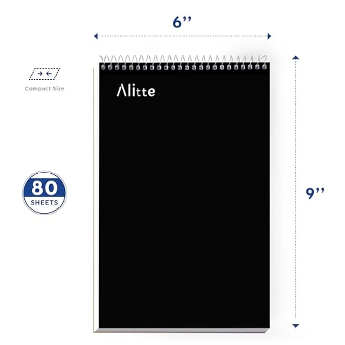 Alitte Steno Pads Spiral 6x9-12 Pack - Gregg Ruled, Perfect for Work, School, and Home Use, Easy Tear-Off Pages, White Paper - No Ink Bleeds - 80 Sheets by Alitte - Image 3
