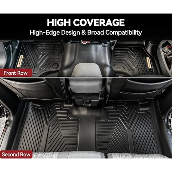 YITAMOTOR Custom Fit Floor Mats Compatible with 2015-2022 Ford F-150 SuperCab/Extended Cab with 1st Row Bench Seats Only, All Weather Protection 2 Row Floor Liner Set Black by YITAMOTOR - Image 2