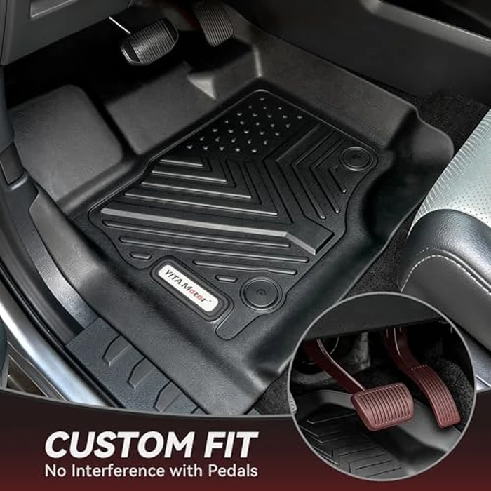 YITAMOTOR Custom Fit Floor Mats Compatible with 2015-2022 Ford F-150 SuperCab/Extended Cab with 1st Row Bench Seats Only, All Weather Protection 2 Row Floor Liner Set Black by YITAMOTOR - Image 3