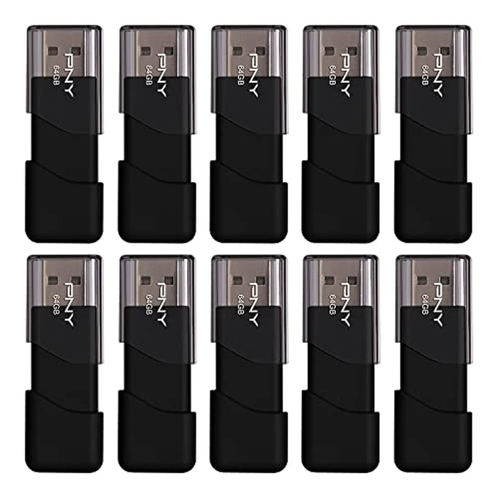 PNY P-FD64GX10ATT03-MP 64GB Attaché 3 USB 2.0 Flash Drive, Black (Pack of 10) by PNY - Used - Very Good condition - US$44.63