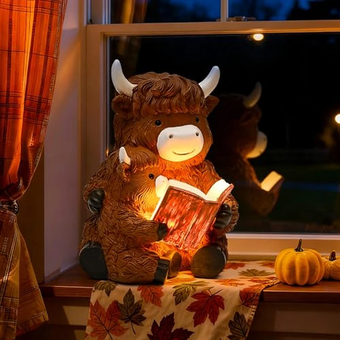 GIGALUMI Solar Highland Cow Decor 8" Garden Statue, Outdoor Decor, Decoration with Light for Patio Yard Lawn Balcony, Christmas/Birthday Gifts for Mom Women by GIGALUMI - Image 3