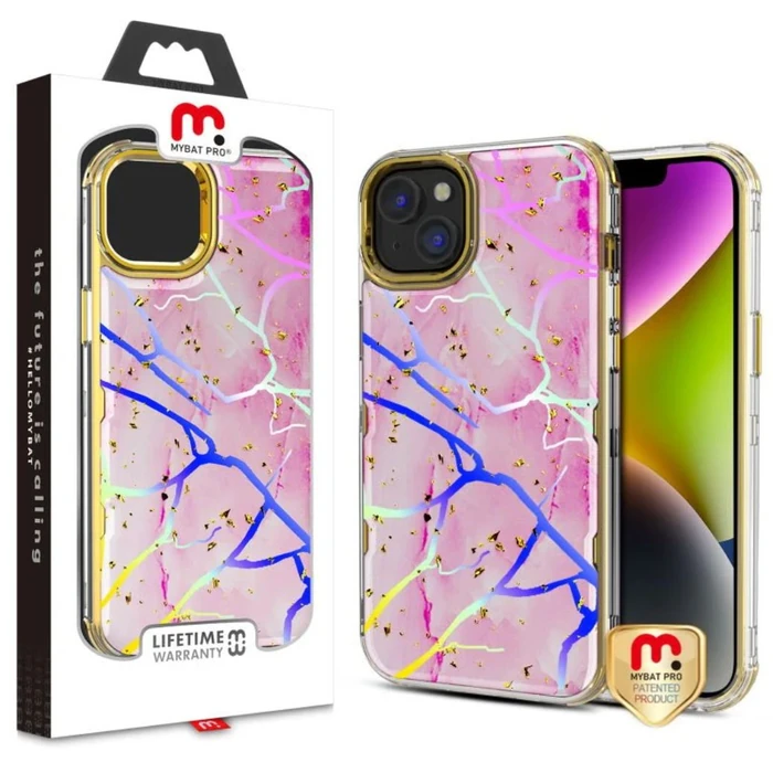 MyBat Pro Tuff Kleer Series Phone Case for iPhone 14 Plus - Pink Marbling/Electroplating Gold - Brand New by MyBat Pro - Refurbished - Brand New condition - US$8.28