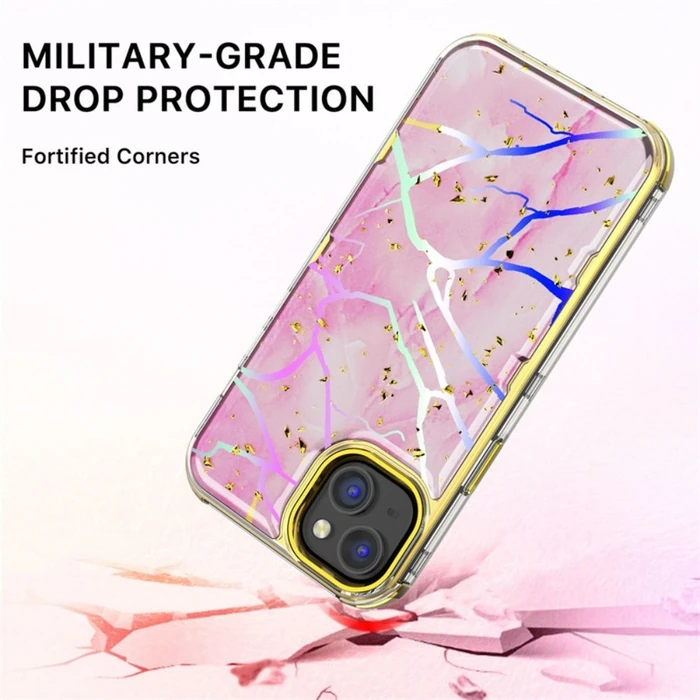MyBat Pro Tuff Kleer Series Phone Case for iPhone 14 Plus - Pink Marbling/Electroplating Gold - Brand New by MyBat Pro - Image 5