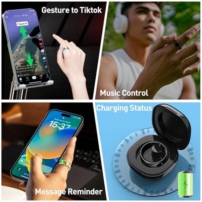 Smart Ring for Women & Men - Touch Control Health Tracker with Skin Temperature Monitoring, Sleep, Step & Exercise Tracking, Music & Video Control (White, 5) by Jojovenusmall - Image 9