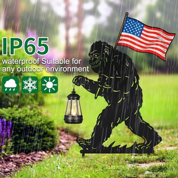 Pawatee Solar Garden Stake Decorative Lantern for Outdoor, 2 Pack Metal Bigfoot Silhouette Lights for Lawn, Pathway, Patio, Yard Outdoor Decor Gifts for Women Mom and Grandma by Pawatee - Image 4