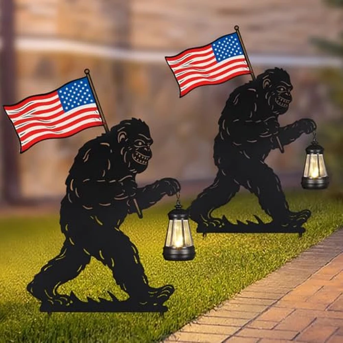 Pawatee Solar Garden Stake Decorative Lantern for Outdoor, 2 Pack Metal Bigfoot Silhouette Lights for Lawn, Pathway, Patio, Yard Outdoor Decor Gifts for Women Mom and Grandma by Pawatee - Image 5