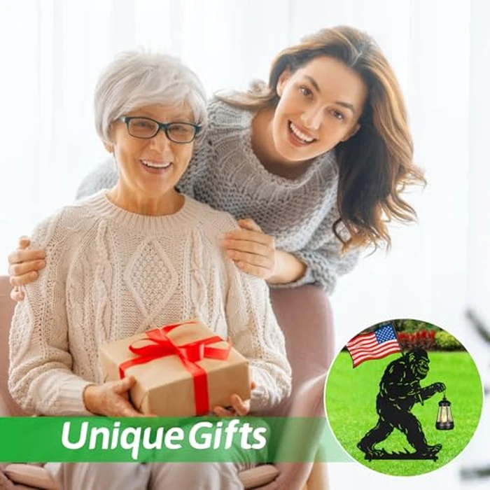 Pawatee Solar Garden Stake Decorative Lantern for Outdoor, 2 Pack Metal Bigfoot Silhouette Lights for Lawn, Pathway, Patio, Yard Outdoor Decor Gifts for Women Mom and Grandma by Pawatee - Image 6