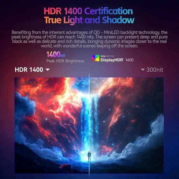 HKC G27M5 27 Inch QD-Mini LED Gaming Computer Monitor 1440p 320Hz IPS HDR1400 1152-Zone Backlight 1ms DCI-P3 98% Height Adjustable DisplayPort 1.4 by HKC - Image 8
