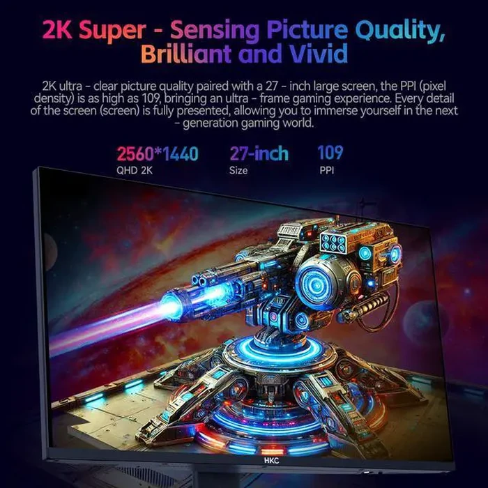 HKC G27M5 27 Inch QD-Mini LED Gaming Computer Monitor 1440p 320Hz IPS HDR1400 1152-Zone Backlight 1ms DCI-P3 98% Height Adjustable DisplayPort 1.4 by HKC - Image 9