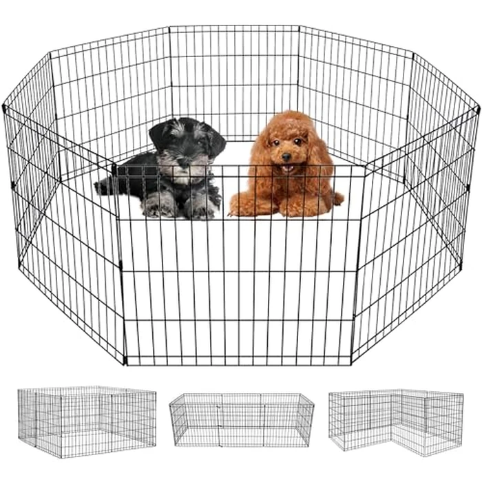 FDW 24 Inch Dog Pen 8 Panel Dog Playpen Indoor Outdoor Metal Puppy Pet Fence Portable Folding Animal Exercise Fence,Black by FDW - Used - Very Good condition - US$27.64