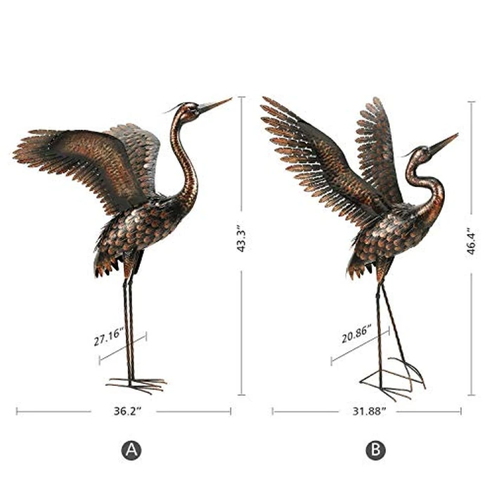 chisheen Garden Statue Outdoor Metal Heron Crane Yard Art Sculpture for Lawn Patio Backyard Decoration,46 inch (2-Pack) by chisheen - Image 2