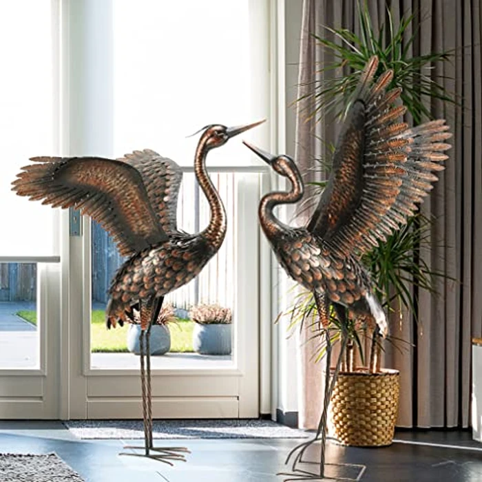 chisheen Garden Statue Outdoor Metal Heron Crane Yard Art Sculpture for Lawn Patio Backyard Decoration,46 inch (2-Pack) by chisheen - Image 4