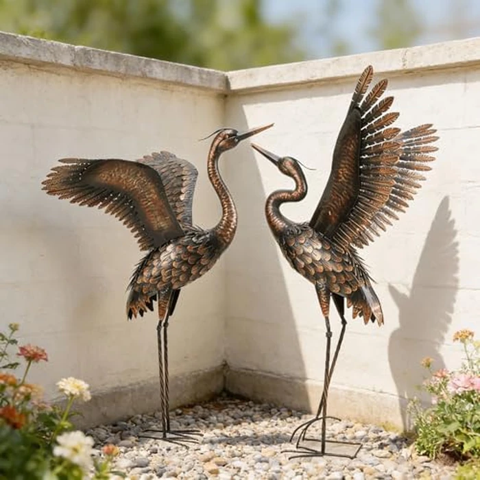 chisheen Garden Statue Outdoor Metal Heron Crane Yard Art Sculpture for Lawn Patio Backyard Decoration,46 inch (2-Pack) by chisheen - Image 5