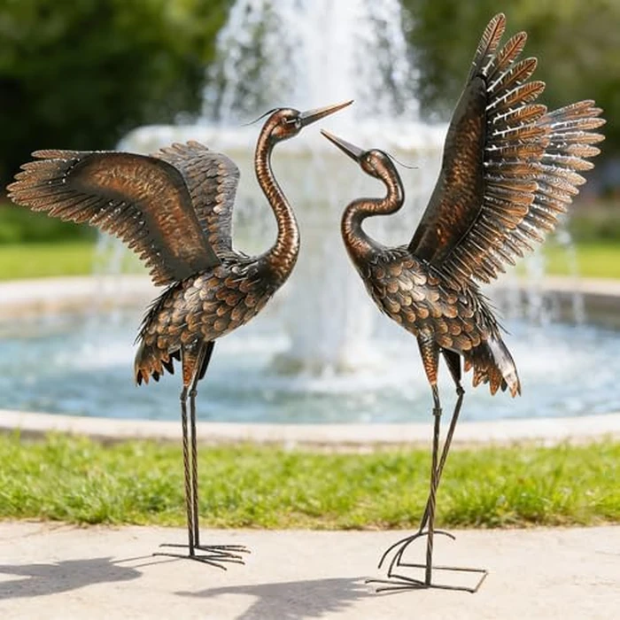 chisheen Garden Statue Outdoor Metal Heron Crane Yard Art Sculpture for Lawn Patio Backyard Decoration,46 inch (2-Pack) by chisheen - Image 7