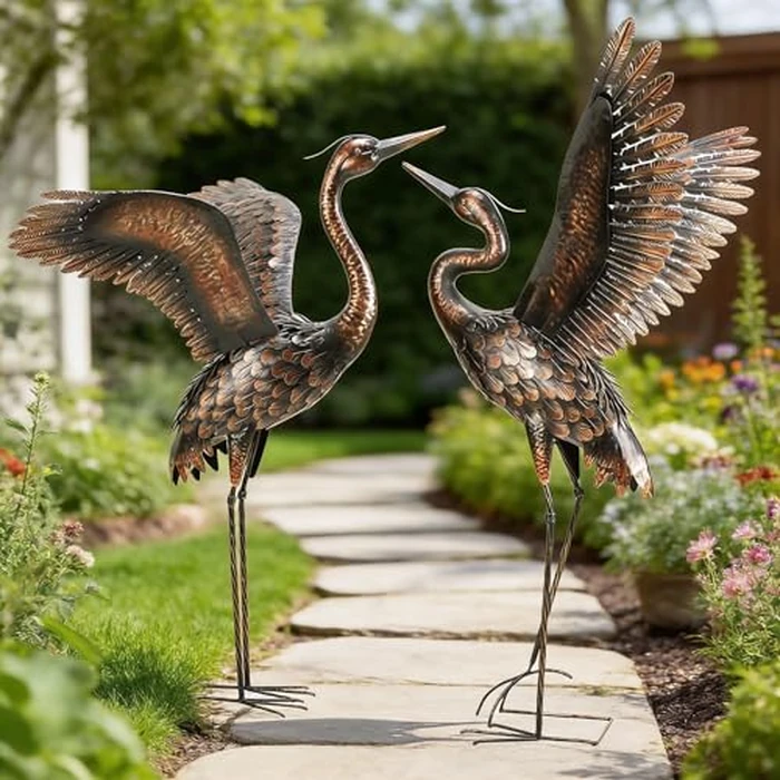 chisheen Garden Statue Outdoor Metal Heron Crane Yard Art Sculpture for Lawn Patio Backyard Decoration,46 inch (2-Pack) by chisheen - Image 9