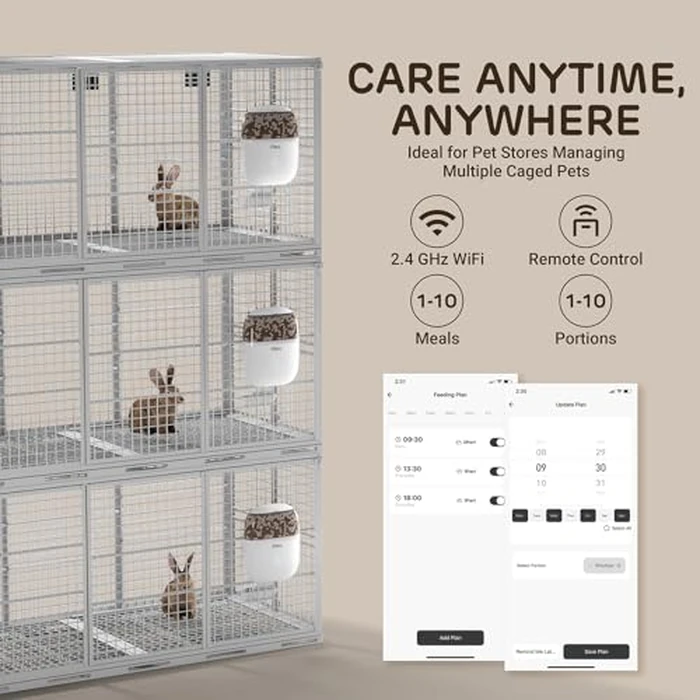 iPettie Smart WiFi Hanging Cage Feeder for Rabbits, Cats, Dogs & Hamsters - Perfect for Pet Stores, Remote & Portion Control, Timed Feeding, 62oz Capacity, Compatible with 5-30mm Dry Food by iPettie - Image 2