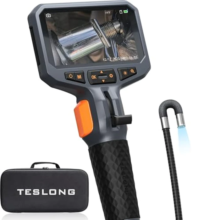Teslong Two-Way Articulating Borescope with Light, Industrial Endoscope Inspection Camera with Articulated Probe, Flexible Mechanic Fiber Optic Snake Scope Cam for Wall Automotive Engine Inspect-5FT by Teslong - Image 1