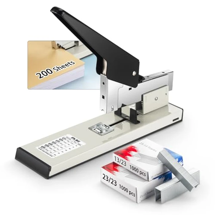 Heavy Duty Stapler with 2000 Staples: IMLIKE 200 Sheets Capacity Manual No Jam Desk Stapler,Big Metal Labor-Saving Office Supplies,Non-Slip,Include High Strength 23/13 & 23/23 Staples by IMLIKE - Used - Very Good condition - CA$31.50
