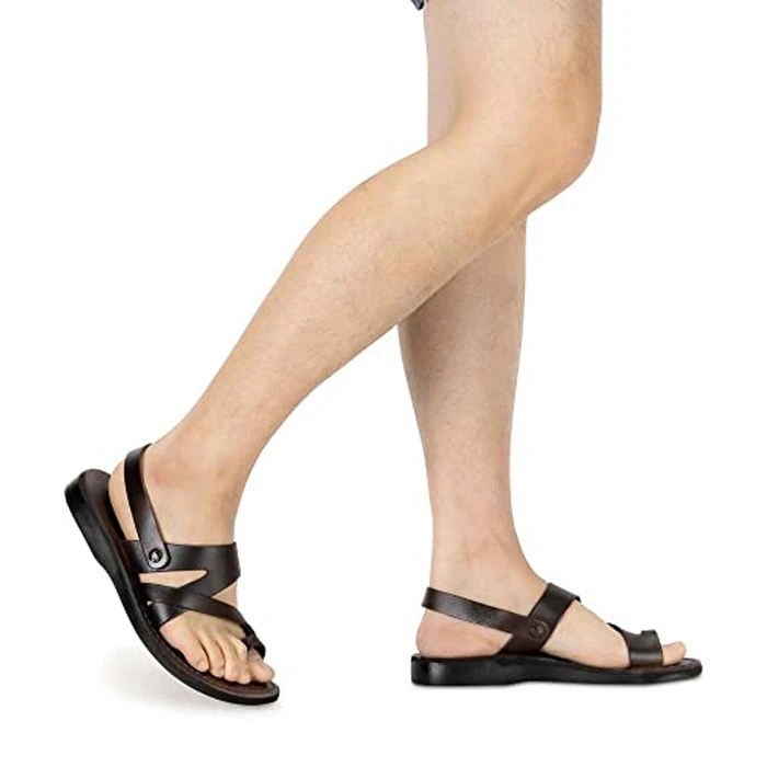 Benjamin - Leather Slingback Sandal - Black, Brown, 11 by Jerusalem Sandals - Image 2