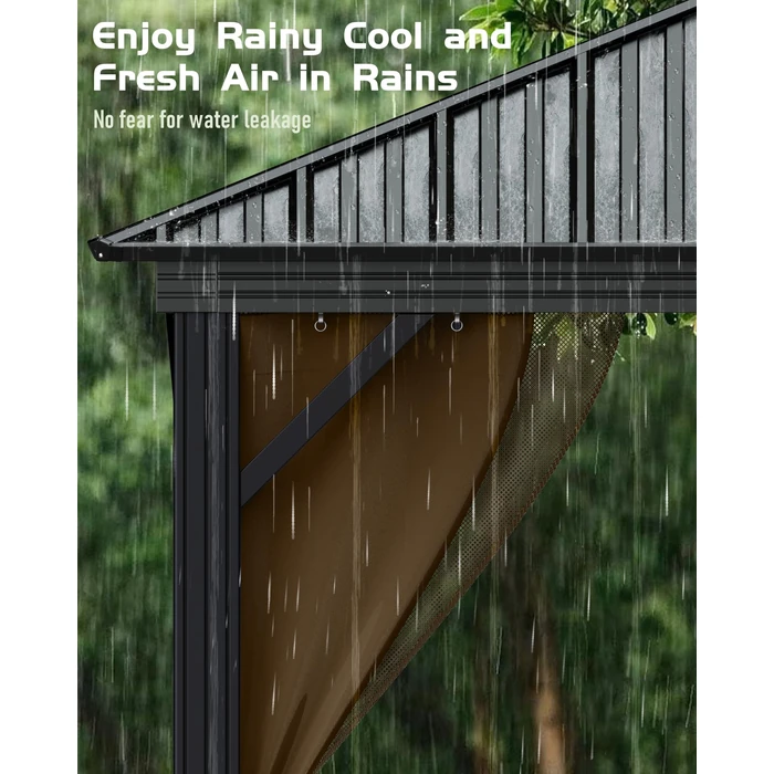 GarveeLife 10 ft x10 ft Hardtop Gazebo for All Weather, with Double Metal Roof, Aluminum Alloy Frame, Net, and Curtain, Permanent Building for Patio, Deck, Backyard, Lawn, and Garden by GarveeLife - Image 5