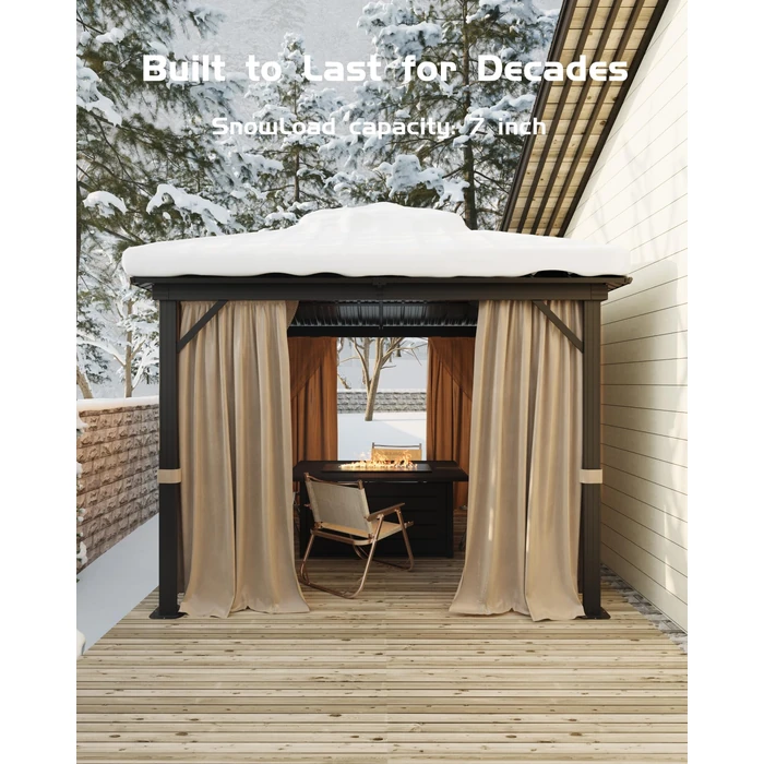 GarveeLife 10 ft x10 ft Hardtop Gazebo for All Weather, with Double Metal Roof, Aluminum Alloy Frame, Net, and Curtain, Permanent Building for Patio, Deck, Backyard, Lawn, and Garden by GarveeLife - Image 6