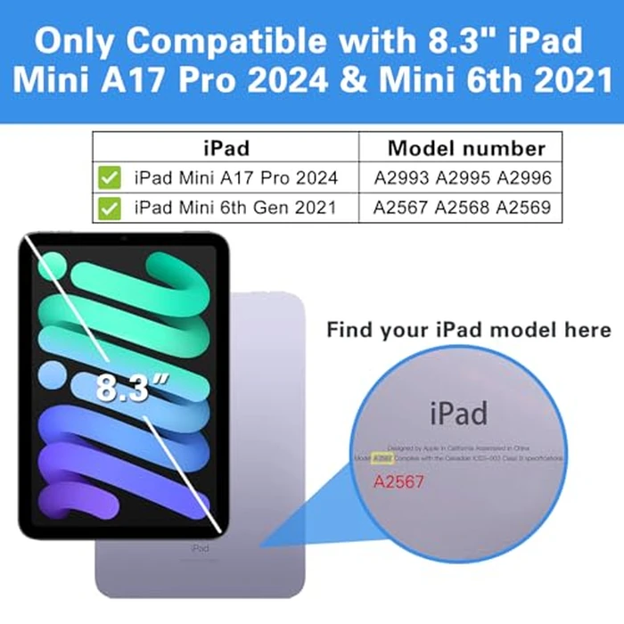 ProCase Smart Case for iPad mini 7 A17 Pro 2024/ Mini 6 2021 8.3 Inch, Hard Back Cover for iPad mini 8.3" 7th Gen A2995/A2996/A2993/6th Gen A2567 A2568 A2569 -Darkblue by ProCase - Image 2