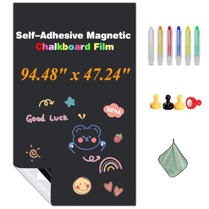 JUMUBOARD Self-Adhesive Chalkboard Sticker, 94.48" x 47.24" (240 x 120 cm) Magnetic Receptive Blackboard Wall Film, No Ghosting, Easy Write & Clean | Peel & Stick for Office, Home & Classroom by Jumuboard - Used - Very Good condition - CA$90.84