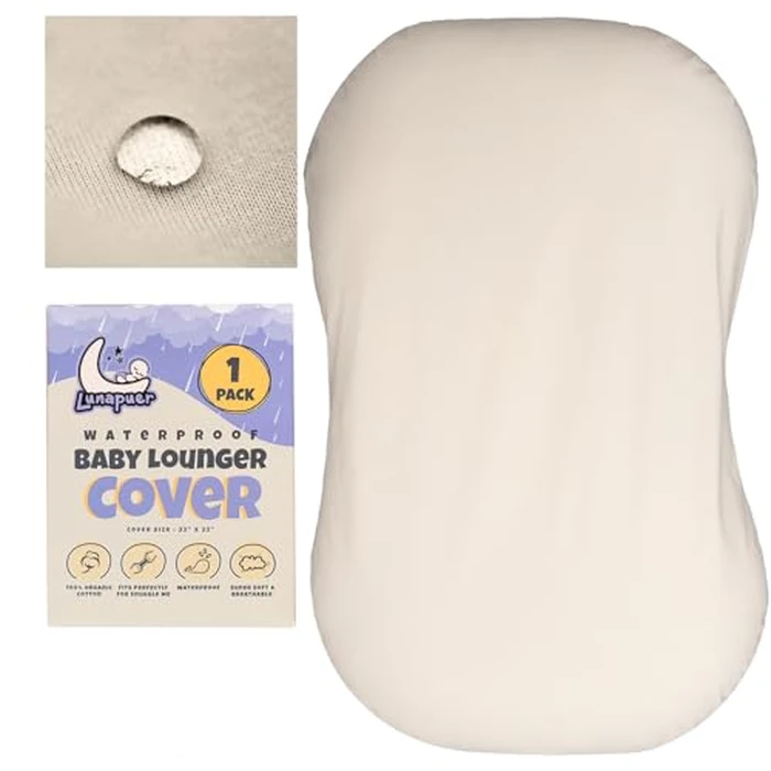 100% Waterproof Baby Lounger Cover - 2-Ply Organic Cotton Slipcovers Keep Your Lounger Clean & Your Baby Comfy - Machine Washable - (Lounger Not Included) - Off-White by Lunapuer - Used - Very Good condition - CA$31.14