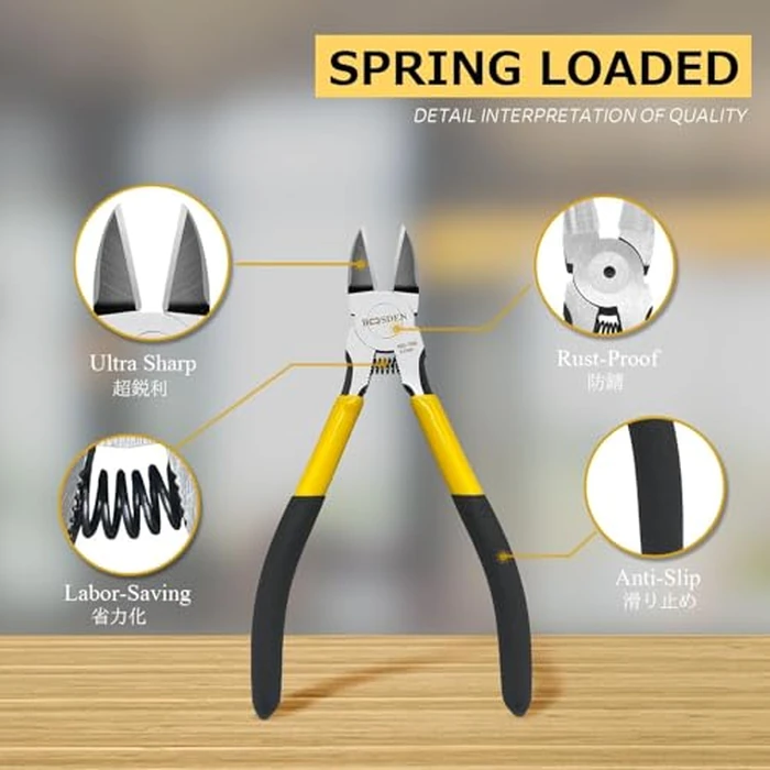 BOOSDEN Wire Cutter,6.5 inch Side Cutters,Spring Loaded Wire Cutters for Crafting,Flush Cutter,Ultra Sharp for Jewelry Making,Flush Cut Pliers,Dikes Wire Cutters,Floral Wire Cutter,Snips by BOOSDEN - Image 2