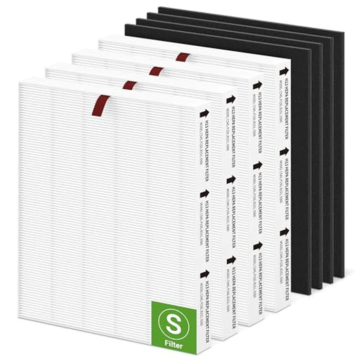 C545 Replacement Filter Compatible with Winix C545, Ture HPEA Filter S, Part number 1712-0096-00 and 2522-0058-00, 4 True HEPA Filter + 4 Activated Carbon Pre-Filter by GoKBNY - Used - Like New condition - CA$45.12