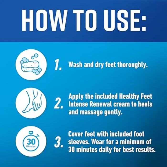 O’Keeffe’s for Healthy Feet Heel Repair Kit with Urea & Lactic Acid - (1 Pair) Reusable Foot Sleeves + 3 oz. Intense Renewal Foot Cream, Exfoliates & Softens Dry Heels by O'Keeffe's - Image 7